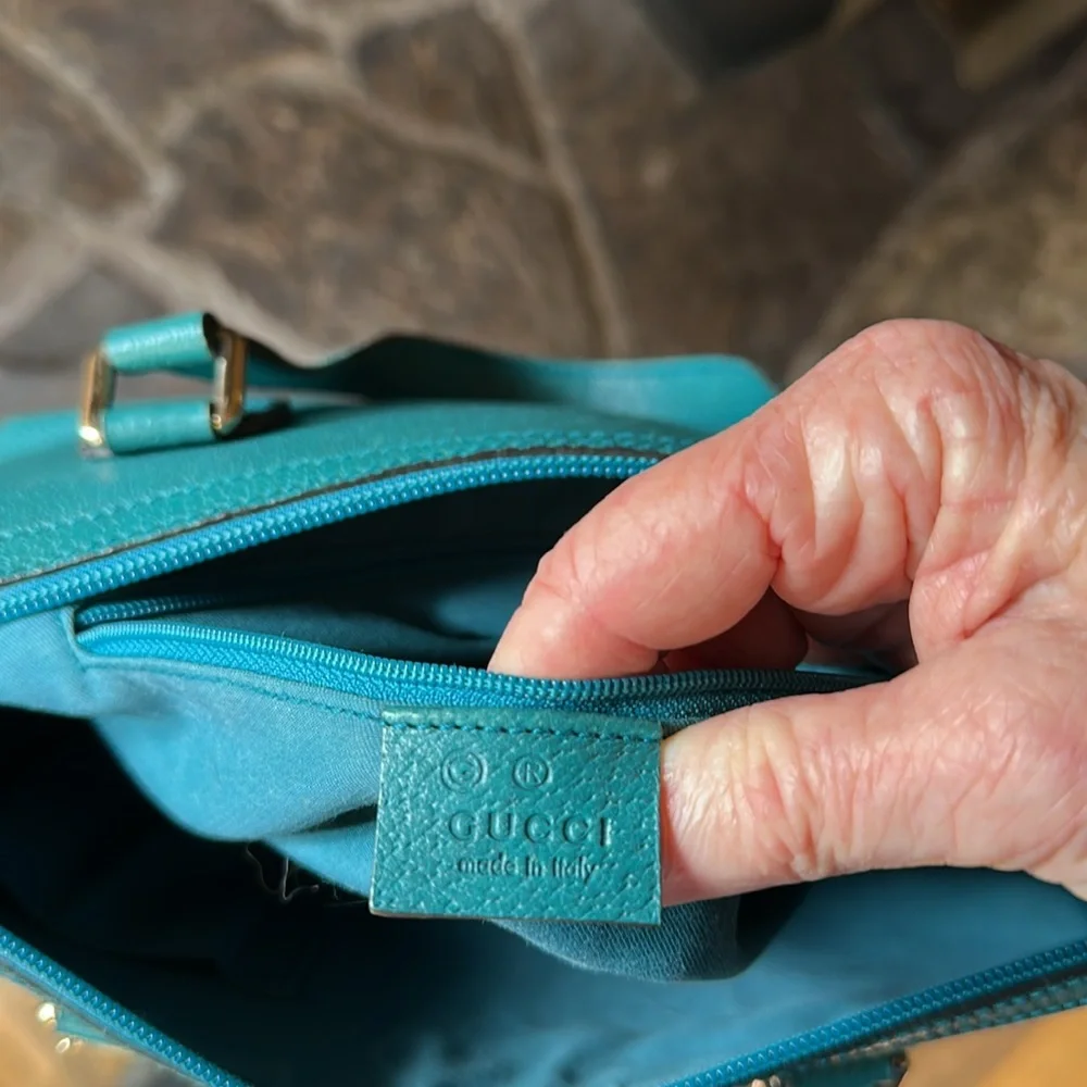 Gucci Teal Calf Leather Boston Bag Made in Italy. Comes with COA